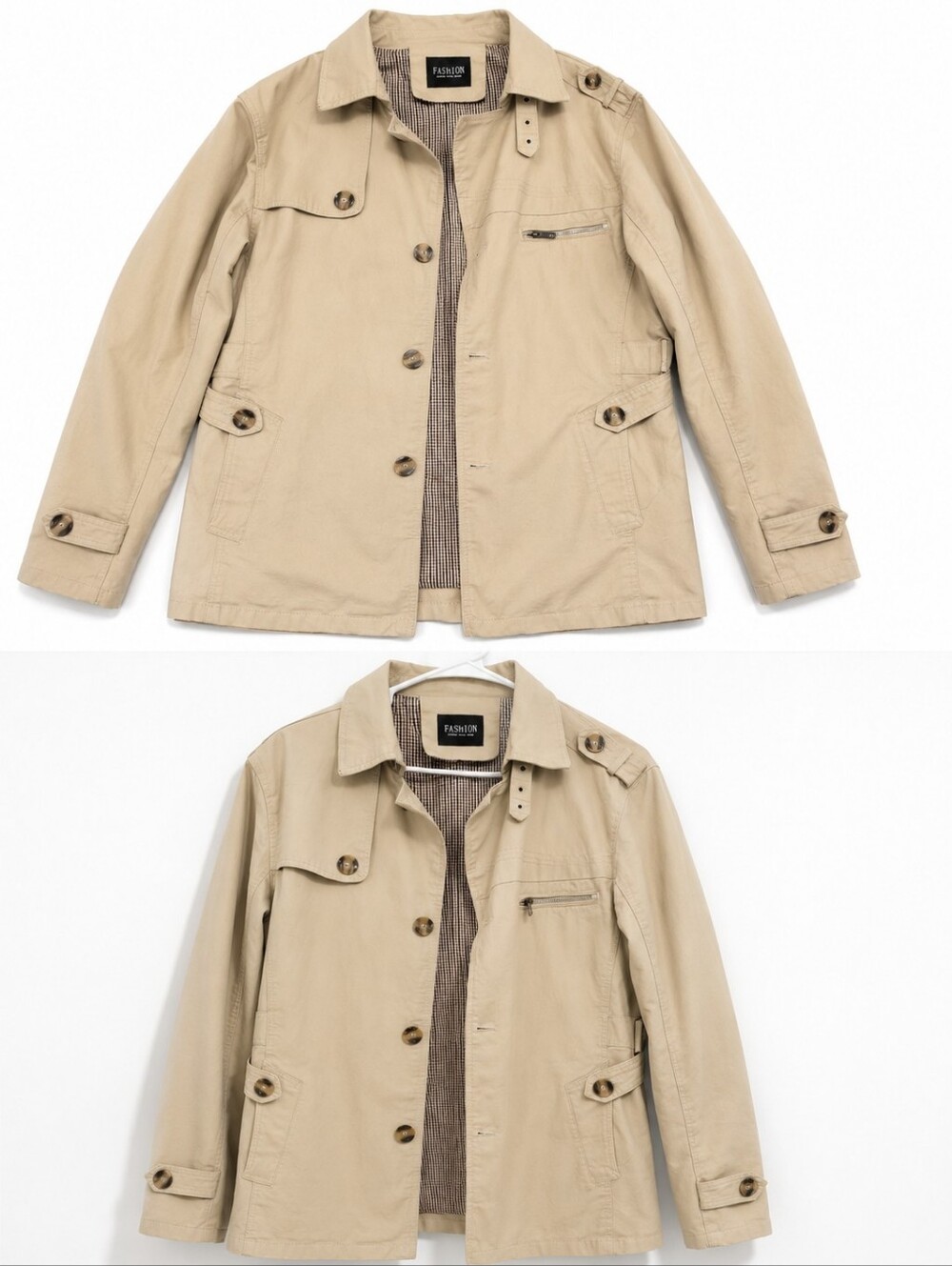 Men's Beige Lightweight Trench Jacket
